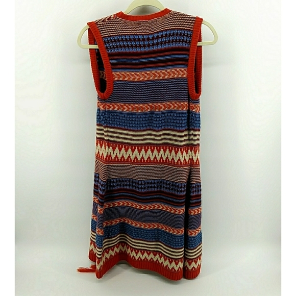⭐3/$30 Southwestern Aztec Tribal Fringe Orange Duster S - Picture 6 of 7